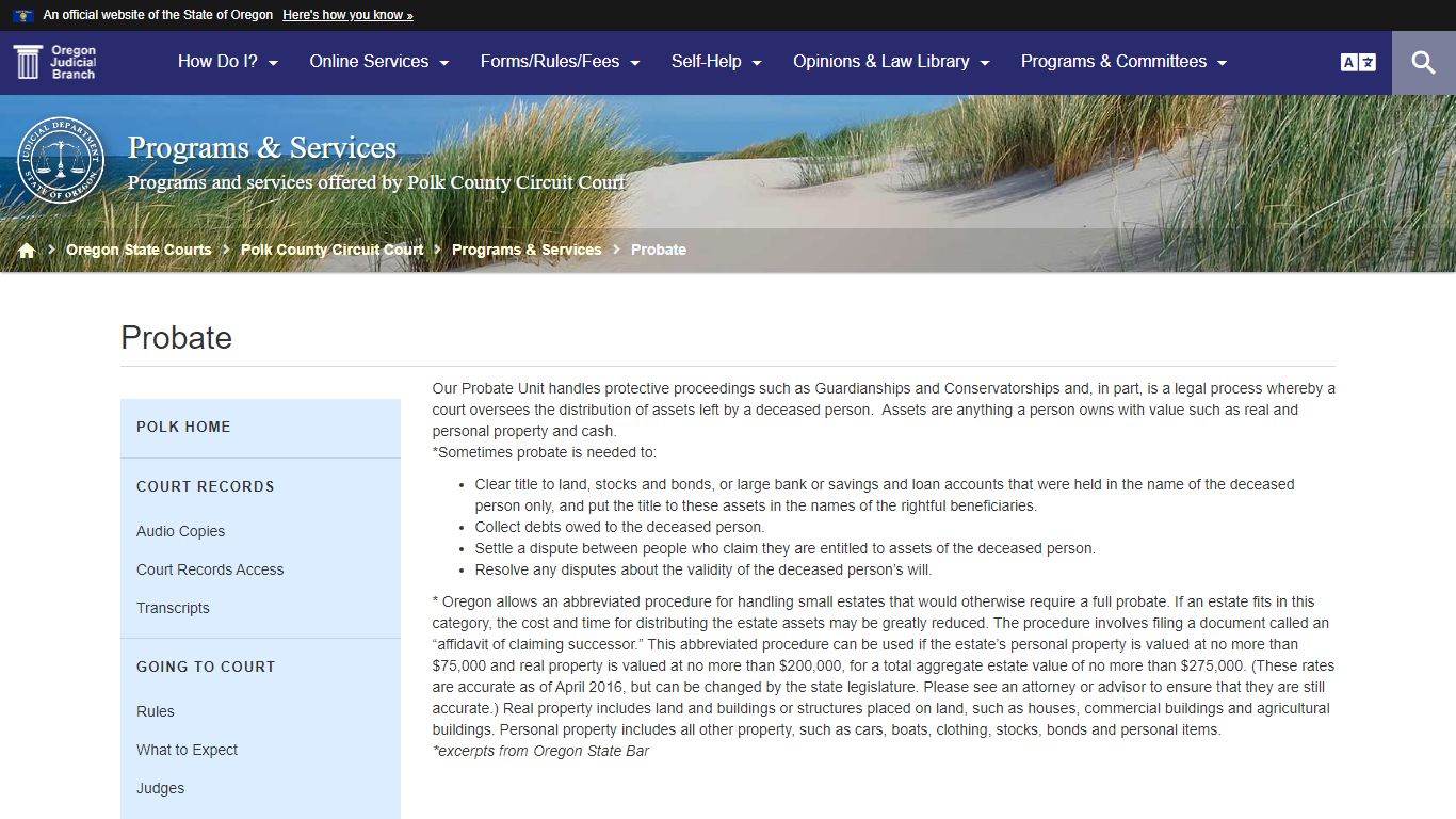 Probate : Programs & Services - Oregon Judicial Department